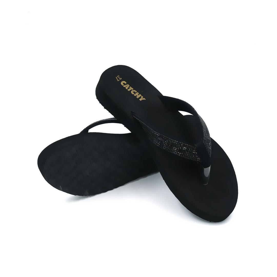 Catchy Black Wedge Flip-Flop for Women