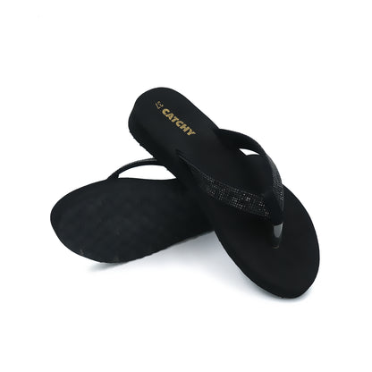 Catchy Black Wedge Flip-Flop for Women