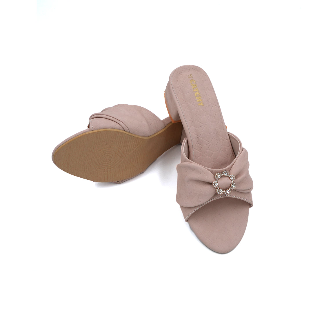 Catchy Pearl Bow Block Heel Sandals