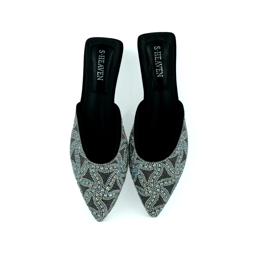 Women's Black Embroidered Nagra