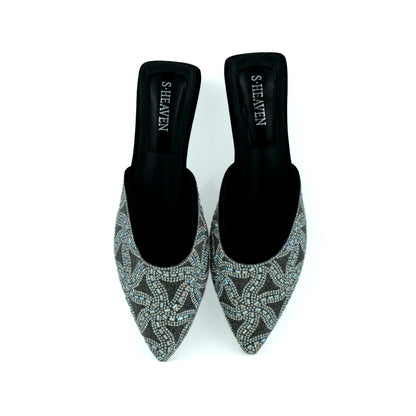 Women's Black Embroidered Nagra