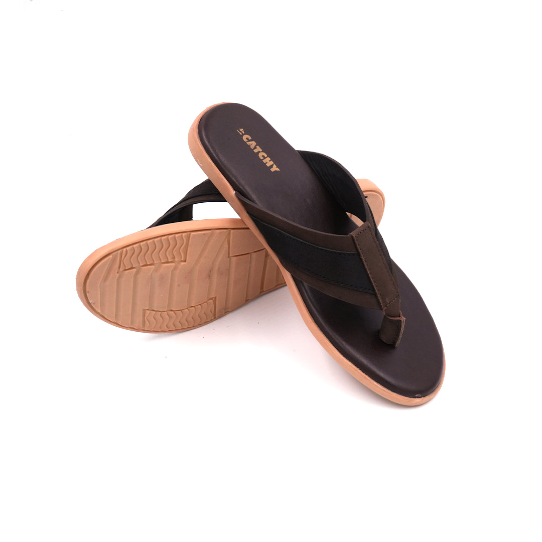 Catchy Men's Dark Brown Thong Sandal