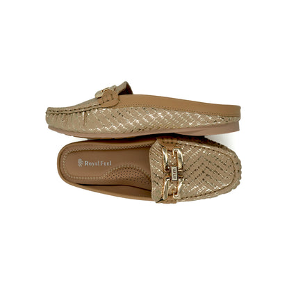 Catchy Women Textured Mules with Buckles Pump