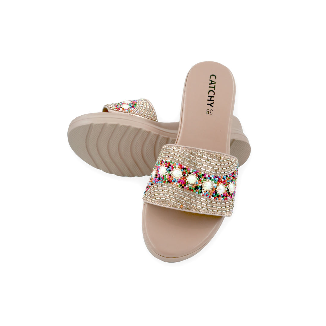 Catchy Pearl and Stone Wedge Heel for Women
