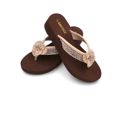 Catchy Floral Embellished Flip-Flops