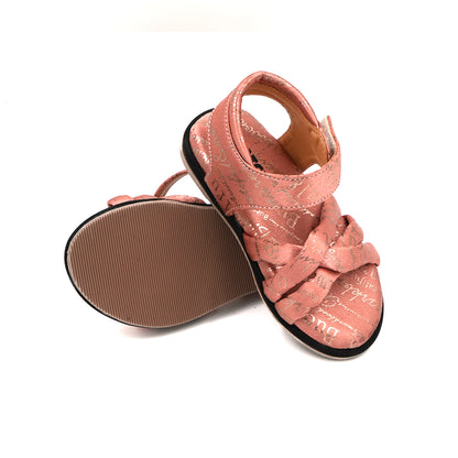 Catchy Girls' Silver Text Print Sandal