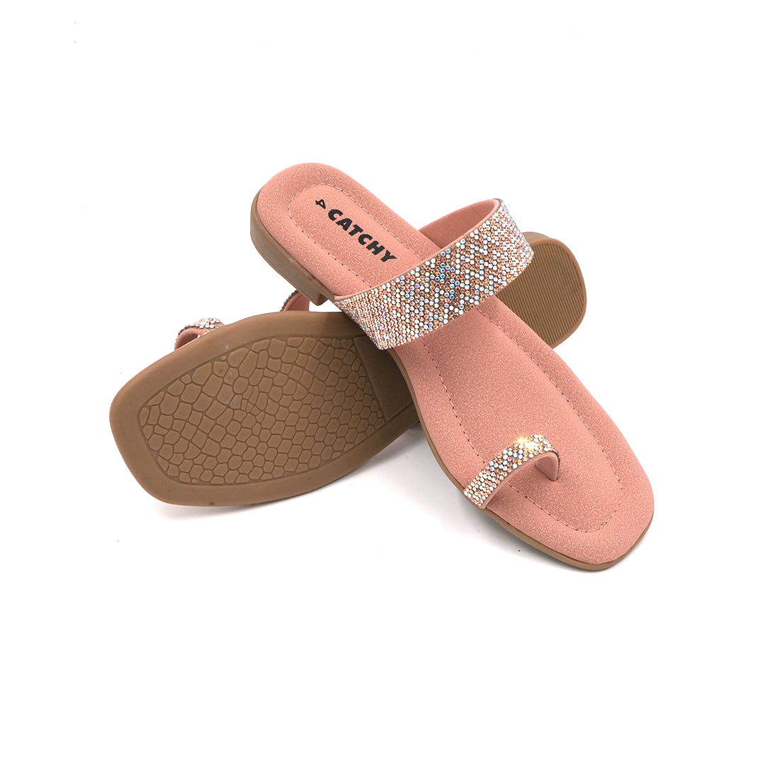 Catchy Trendy Pink Toe-Ring Sandal