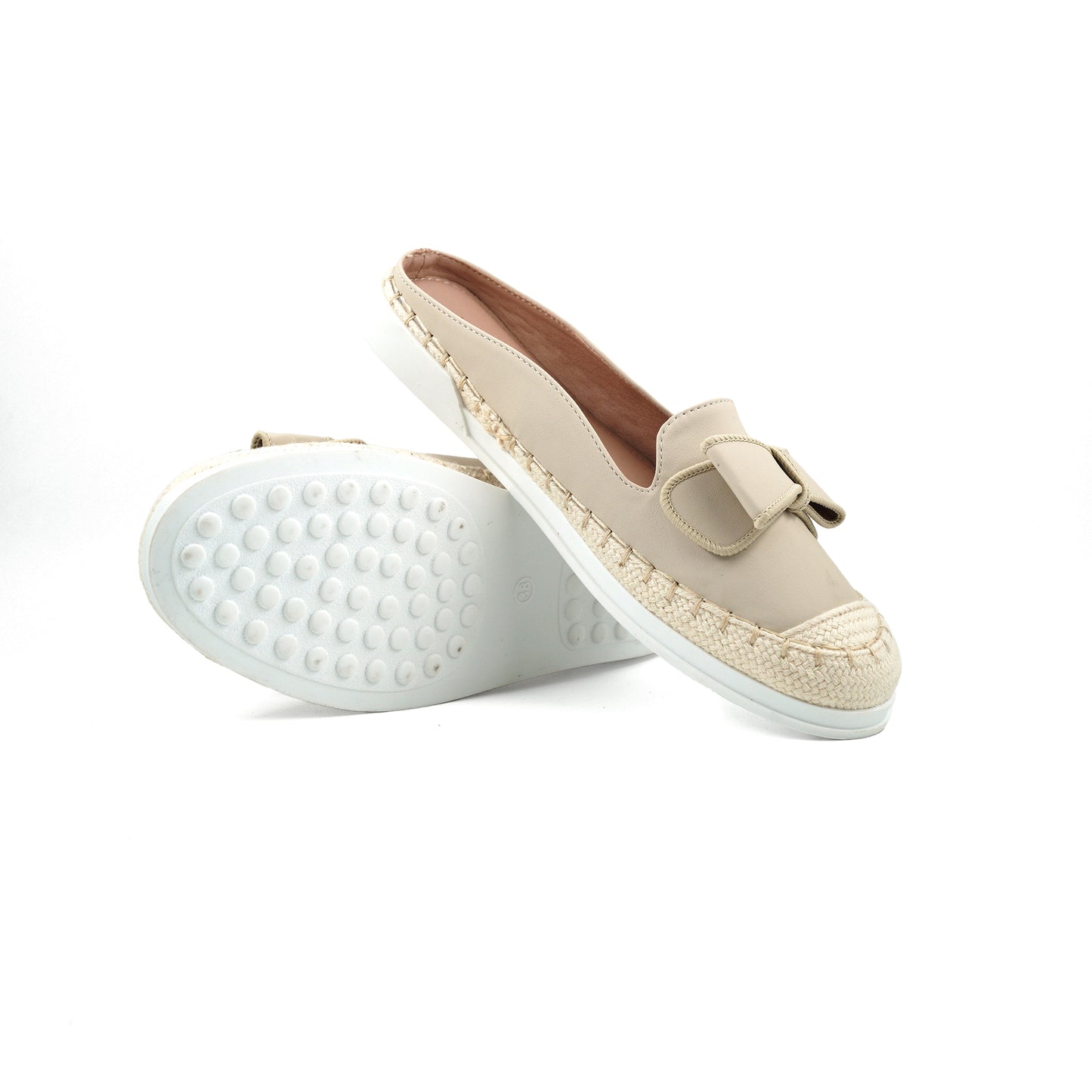 Catchy  Leather Espadrilles Half Loafers For Women