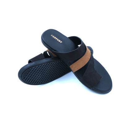 Catchy Men's Triple-Strap Two-Tone Casual Slide Sandal