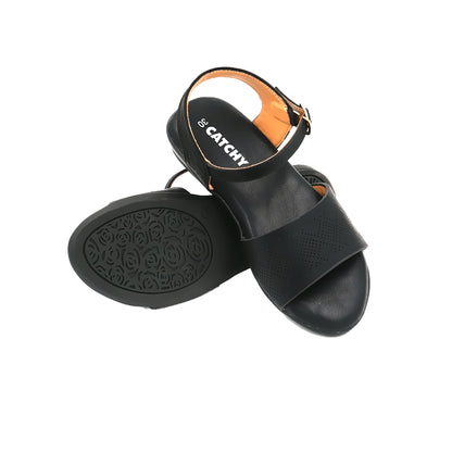 Catchy Girls' Stylish Black Buckle Sandal