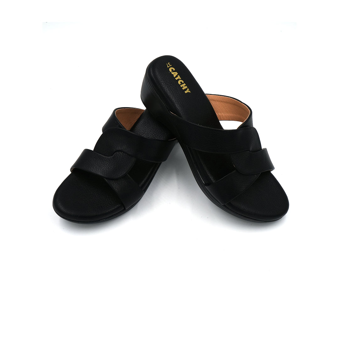 Trendy Cross-Band Wedge Slides