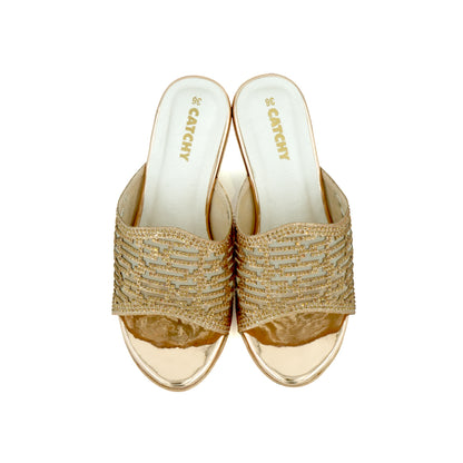 Catchy PU Slip On Wedge Heel