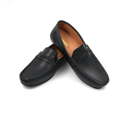 Catchy Boy's Black Leather Loafer