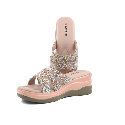 Platform Heel Slide Sandals