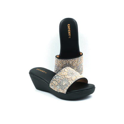 Catchy Embellished Wedge Slip-Ons